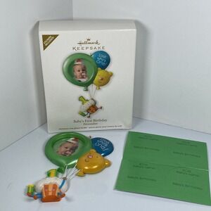 Hallmark Keepsake Ornament BABYS FIRST BIRTHDAY Balloons Cupcake Picture Sticker